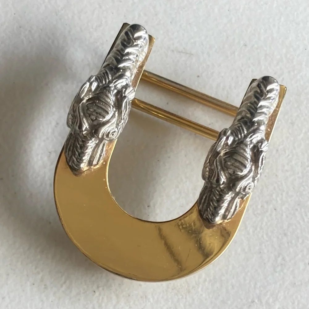 Vintage Double Dragon Two-Tone Gold Silver Belt Buckle 2